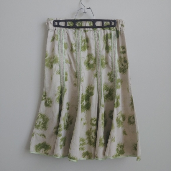 4/$20 "Just Below Waist" 100% cotton abstract print flared skirt ribbons sz 8 - Picture 1 of 11